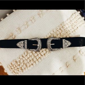 Double buckle black belt